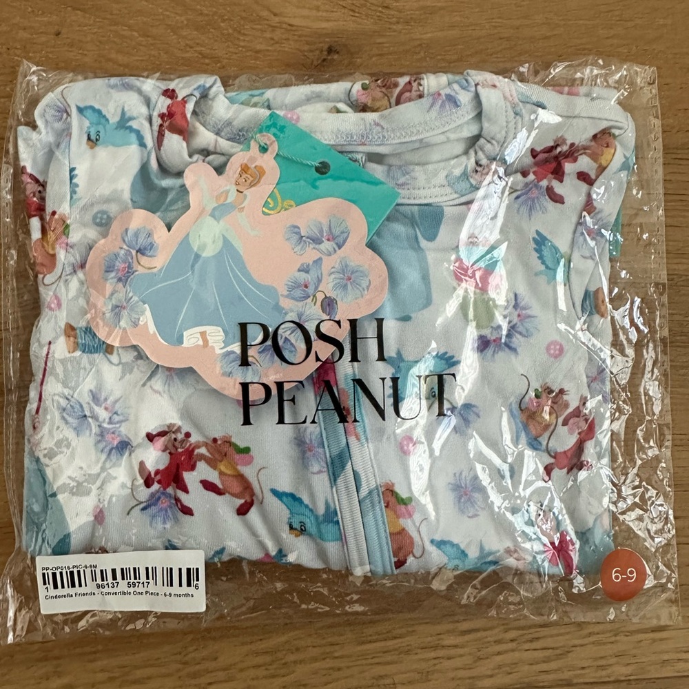 Brand New Posh Peanut Cinderella Friends Convertible One Piece Footie Pajamas